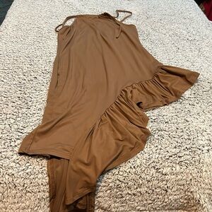 Brown halter high low sides dress
